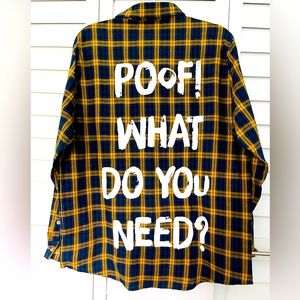NWT Cakeworthy Aladdin Flannel - “Poof! What Do You Need?” Size L